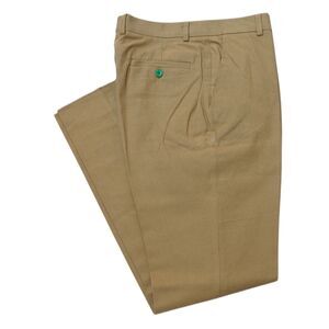 Mens 32 Khaki Tan Chino Pants Cotton High Waist Flat Front Straight Fit Trousers